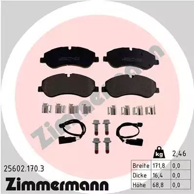 Комплект тормозных колодок, дисковый тормоз FORD TRANSIT, ZIMMERMANN (256021703)