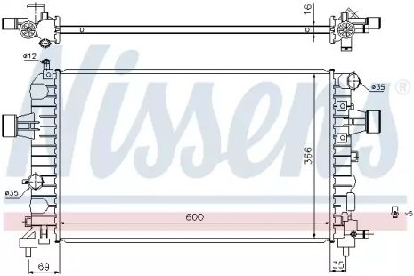 Радіатор охолодження двигуна VAUXHALL ASTRA, OPEL ASTRA, NISSENS (630744)