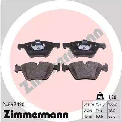 Комплект тормозных колодок, дисковый тормоз BMW 5, ZIMMERMANN (246971901)