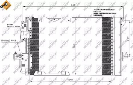 Радіатор, конденсор кондиціонера VAUXHALL ASTRA, OPEL ASTRA, NRF (35416)