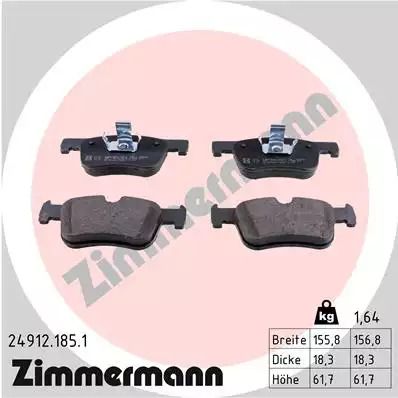 Комплект гальмівних колодок, дискове гальмо BMW 4, ZIMMERMANN (249121851)