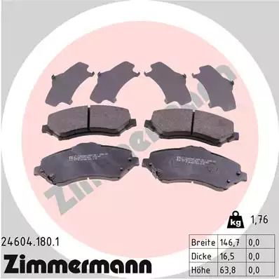 Комплект гальмівних колодок, дискове гальмо VW ROUTAN, FIAT FREEMONT, ZIMMERMANN (246041801)