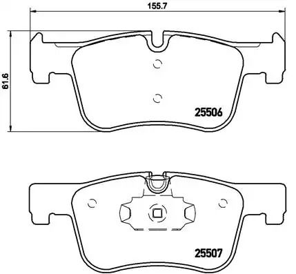 Комплект гальмівних колодок, дискове гальмо BMW 4, BREMBO (P06070)