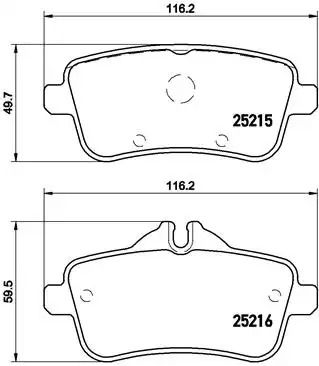 Комплект тормозных колодок, дисковый тормоз MERCEDES-BENZ SLC, BREMBO (P50099)