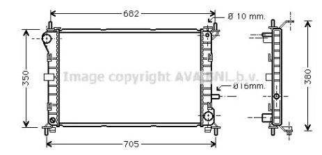 Радиатор охлаждения двигателя FORD FOCUS, AVA COOLING (FD2264)