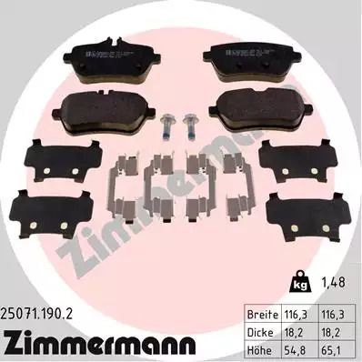 Комплект тормозных колодок, дисковый тормоз MERCEDES-BENZ S-CLASS, ZIMMERMANN (250711902)