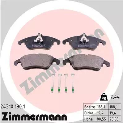 Комплект тормозных колодок, дисковый тормоз MERCEDES-BENZ SLC, ZIMMERMANN (243101901)