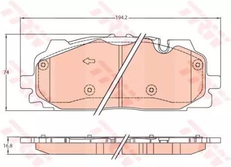 Комплект гальмівних колодок, дискове гальмо AUDI Q7, TRW (GDB2158)