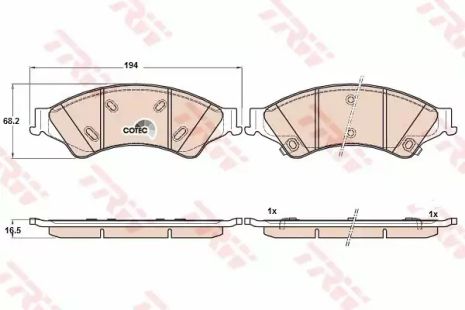 Комплект тормозных колодок, дисковый тормоз FORD RANGER, FORD AUSTRALIA, TRW (GDB2005)