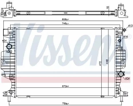 Радіатор охолодження двигуна FORD GALAXY, NISSENS (620156)