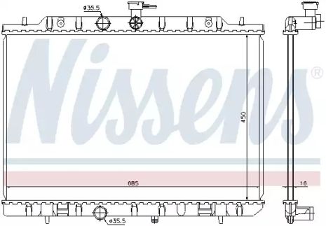 Радиатор охлаждения двигателя NISSAN X-TRAIL, NISSENS (68724)