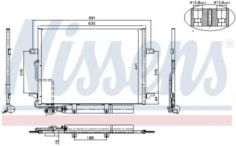 Радиатор, конденсор кондиционера MERCEDES-BENZ E-CLASS, NISSENS (94614)