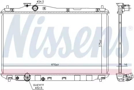 Радіатор охолодження двигуна HONDA CIVIC, NISSENS (68093)