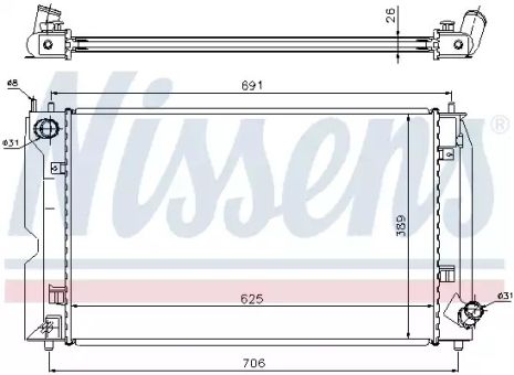 Радіатор охолодження двигуна TOYOTA COROLLA, NISSENS (64679A)