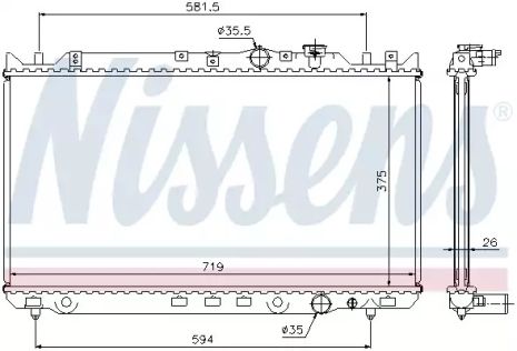 Радиатор охлаждения двигателя MAZDA 626, NISSENS (62482A)