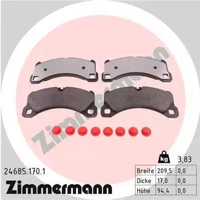 Комплект тормозных колодок, дисковый тормоз PORSCHE CAYENNE, ZIMMERMANN (246851701)