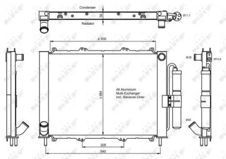 Радиатор, конденсор кондиционера RENAULT KANGOO, NRF (350058)