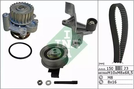 Помпа + комплект ременя ГРМ SEAT EXEO, SKODA SUPERB, INA (530054630)