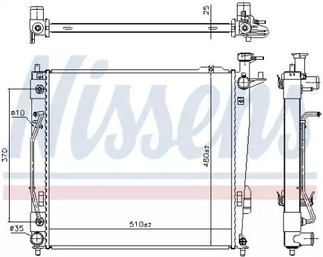 Радиатор охлаждения двигателя KIA SORENTO, HYUNDAI SANTA FE, NISSENS (675046)