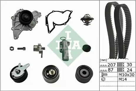 Помпа + комплект ременя ГРМ SKODA SUPERB, VW PASSAT, INA (530053930)