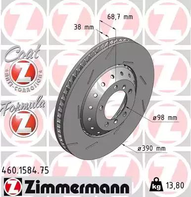 Диск тормозной PORSCHE PANAMERA, ZIMMERMANN (460158475)