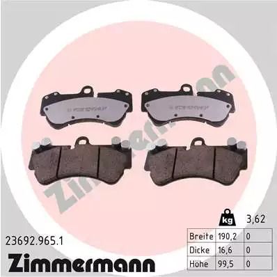 Комплект гальмівних колодок, дискове гальмо VW TOUAREG, PORSCHE CAYENNE, ZIMMERMANN (236929651)