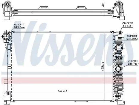 Радіатор охолодження двигуна MERCEDES-BENZ CLS, NISSENS (67162)