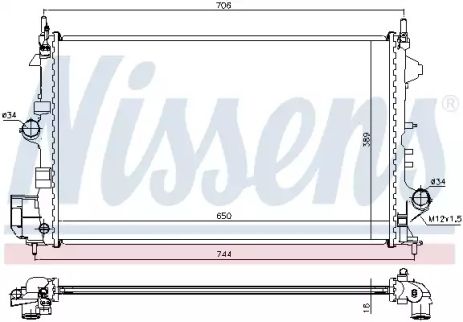 Радіатор охолодження двигуна VAUXHALL VECTRA, OPEL VECTRA, NISSENS (63123)