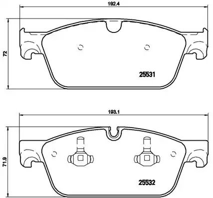 Комплект гальмівних колодок, дискове гальмо MERCEDES-BENZ GLS, BREMBO (P50102)