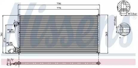 Радіатор, конденсор кондиціонера FORD TRANSIT, NISSENS (94664)