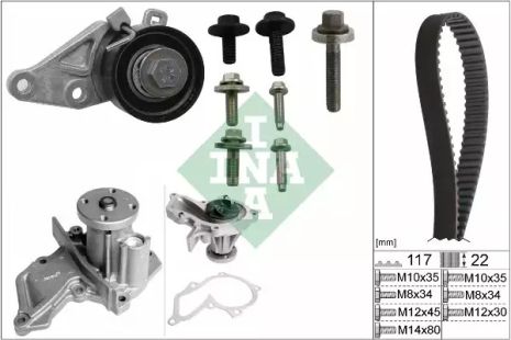 Помпа + комплект ремня ГРМ VOLVO V50, MAZDA 2, INA (530014030)