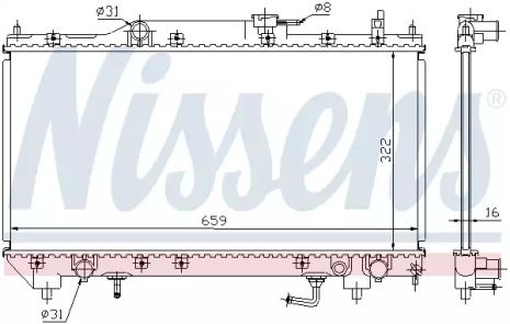 Радіатор охолодження двигуна TOYOTA AVENSIS, NISSENS (64782A)