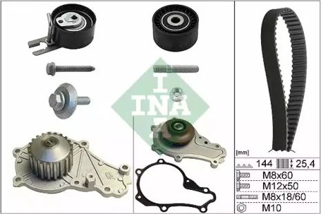 Помпа + комплект ремня ГРМ TOYOTA AYGO, FORD FIESTA, INA (530023930)