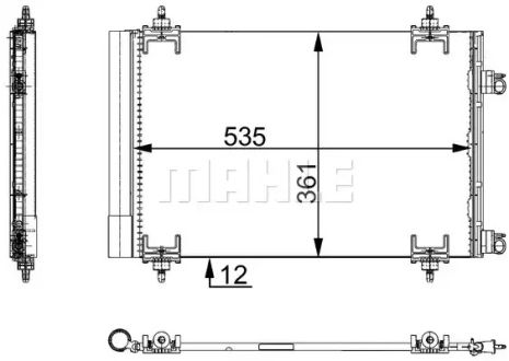 Радіатор кондиціонера Berlingo/307/Partner 1.6/2.0D 00-, MAHLE (AC668000S)