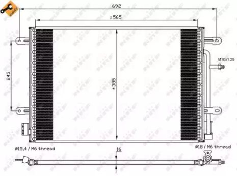 Радиатор, конденсор кондиционера SEAT EXEO, AUDI A4, NRF (35560)