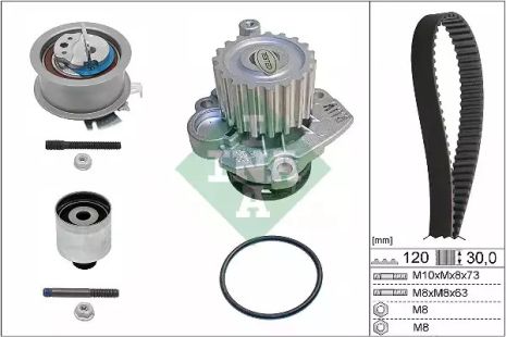 Помпа + комплект ремня ГРМ SKODA SUPERB, AUDI A3, INA (530020133)