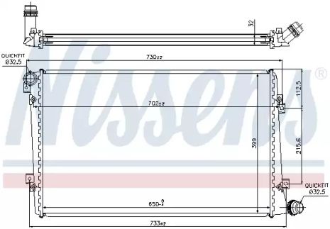 Радиатор охлаждения двигателя SKODA SUPERB, SEAT ALTEA, NISSENS (65292)