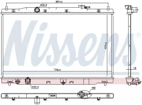 Радіатор охолодження двигуна HONDA CR-V, NISSENS (681378)