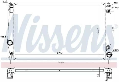 Радиатор охлаждения двигателя TOYOTA RAV, NISSENS (646843)