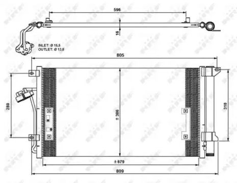 Радиатор, конденсор кондиционера AUDI Q7, VW TOUAREG, NRF (35639)