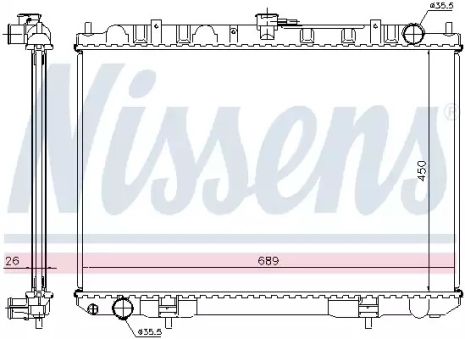 Радиатор охлаждения двигателя NISSAN X-TRAIL, NISSENS (68703A)