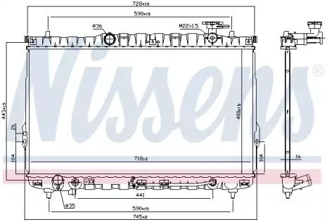 Радиатор охлаждения двигателя HYUNDAI SANTA FE, NISSENS (67030)