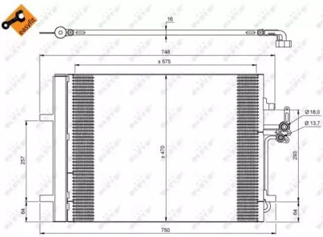 Радиатор, конденсор кондиционера LAND ROVER, FORD MONDEO, NRF (35850)