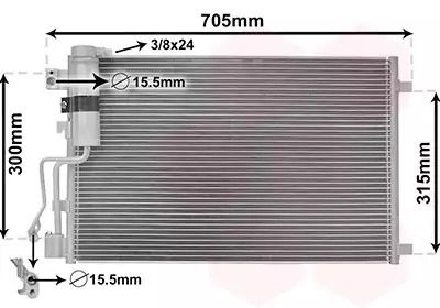 Радіатор, конденсор кондиціонера NISSAN QASHQAI, Van Wezel (13005283)