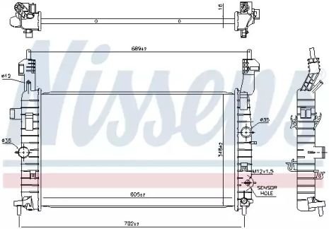 Радиатор охлаждения двигателя VAUXHALL MERIVA, OPEL MERIVA, NISSENS (630748)