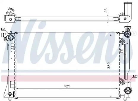 Радиатор охлаждения двигателя TOYOTA AVENSIS, NISSENS (64668A)