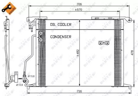 Радіатор, конденсор кондиціонера MERCEDES-BENZ SL, NRF (35578)