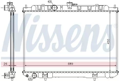 Радиатор охлаждения двигателя NISSAN X-TRAIL, NISSENS (68705A)