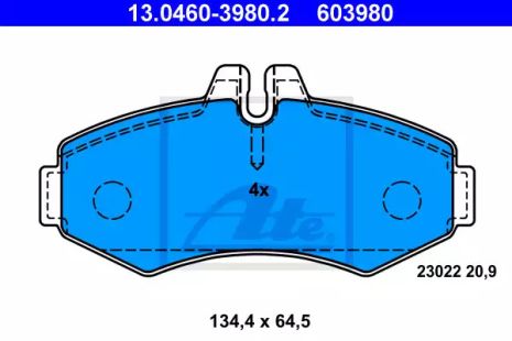Комплект тормозных колодок, дисковый тормоз MERCEDES-BENZ V-CLASS, ATE (13046039802)