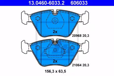 Комплект гальмівних колодок, дискове гальмо BMW Z3, ​​ATE (13046060332)